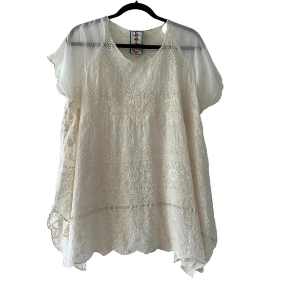 JOHNNY WAS Sutera Ivory/White Embroidered Top, Sz S - Picture 2 of 6